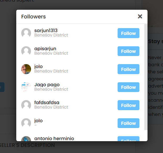Followers plugin for Osclass classifieds
