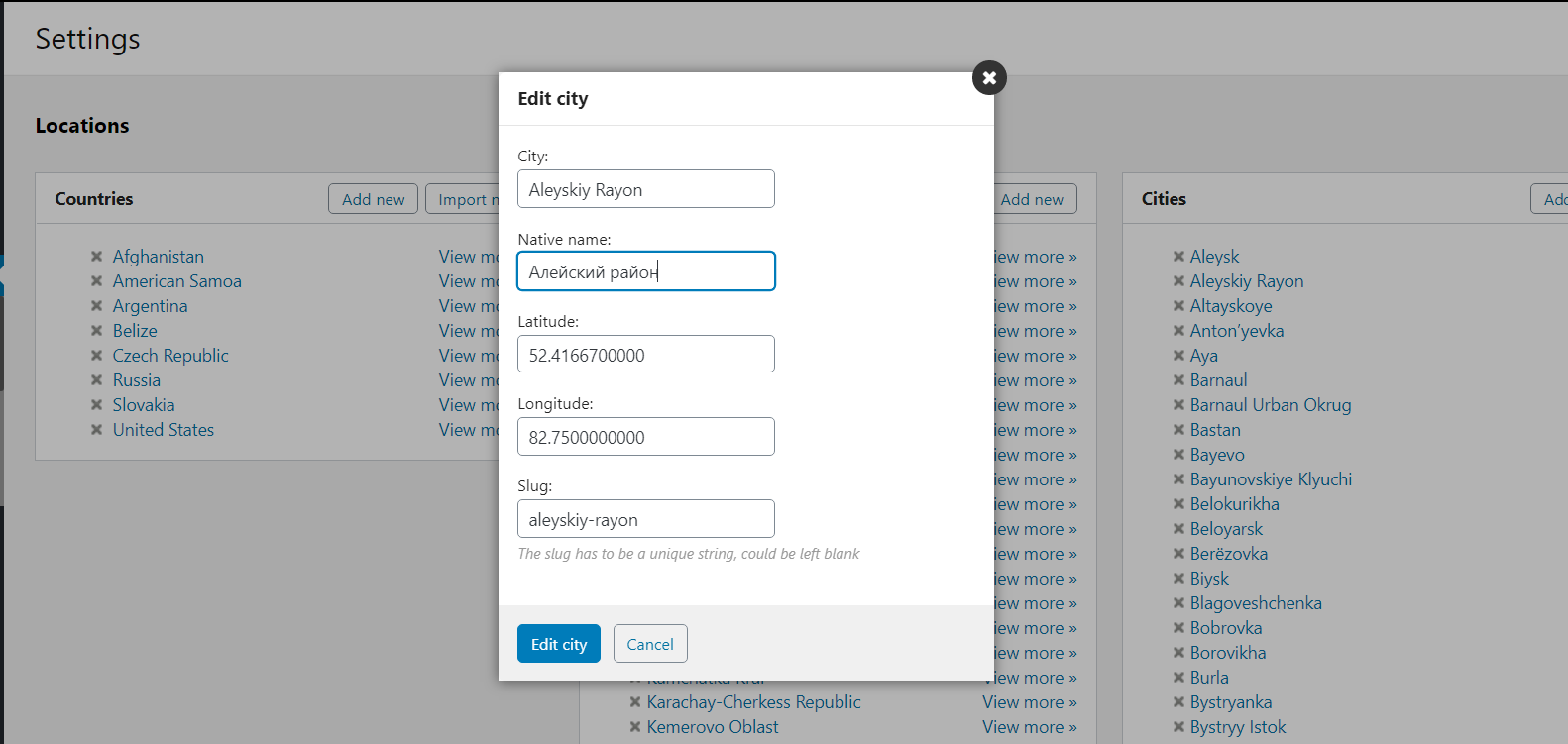 Classifieds script osclass - translate location