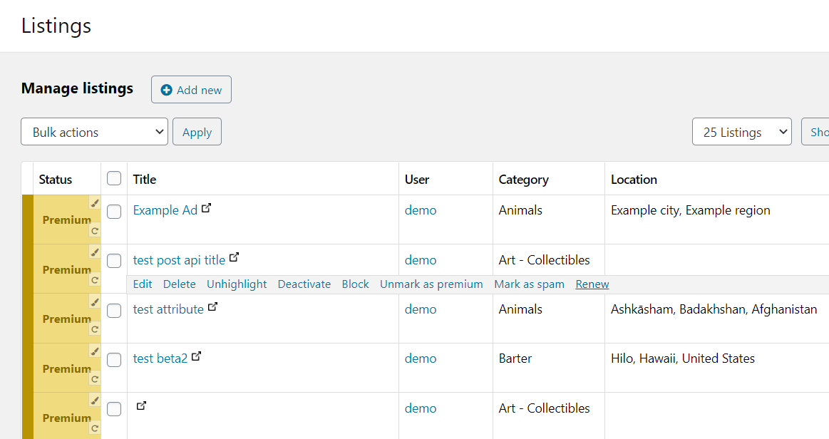 Renew option in backoffice