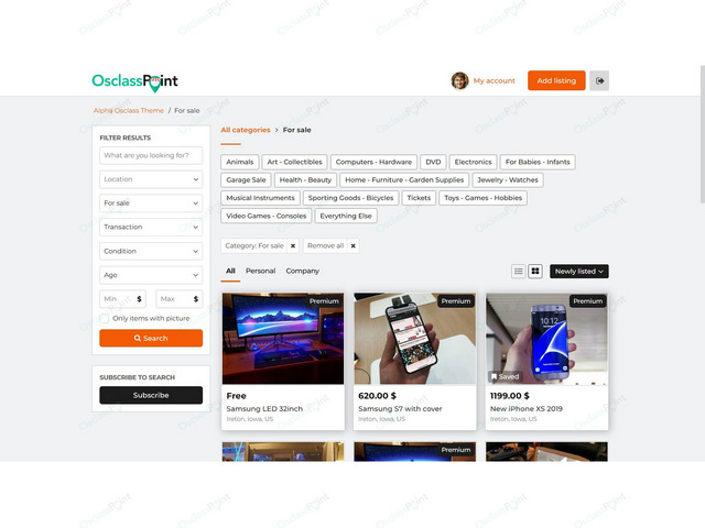 Alpha Osclass Theme - Osclass themes - OsclassPoint.com