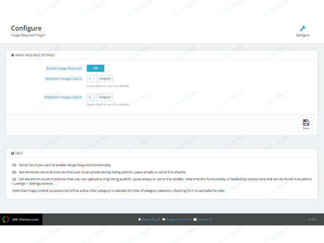 Image Required Plugin - Design & Interface - Osclass plugins