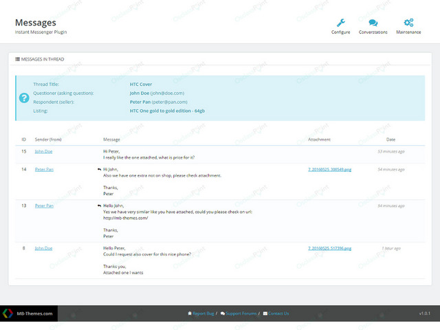 OsclassPoint.com - Instant Messenger Plugin