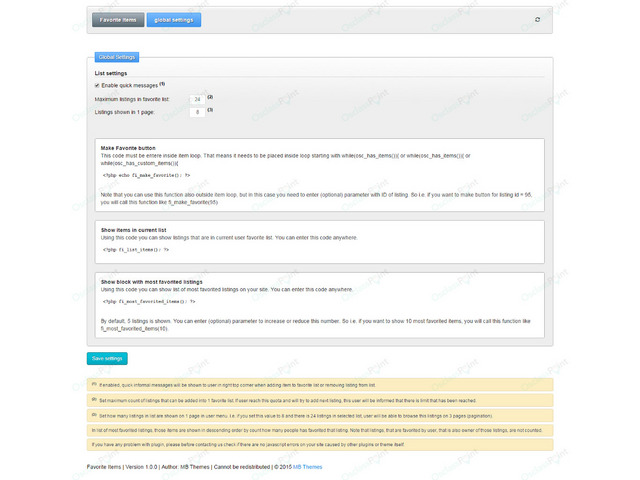 Design & Interface - Favorite Items Plugin