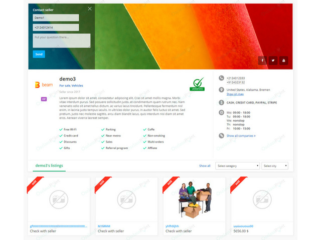 Design & Interface - Business Profile Osclass Plugin