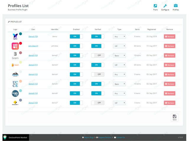 Business Profile Osclass Plugin