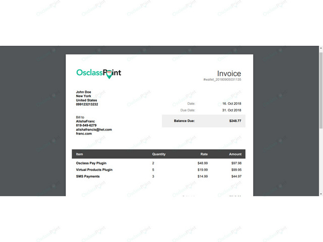 OsclassPoint.com - Invoice Osclass Plugin