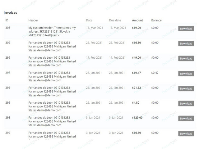 Invoice Osclass Plugin