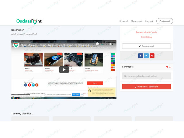 Youtube Video Osclass Plugin - Attributes, Fields & Maps - Osclass plugins