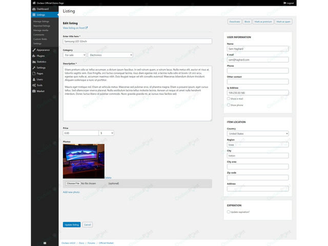 OsclassPoint.com - Omega Free Backoffice Osclass Theme