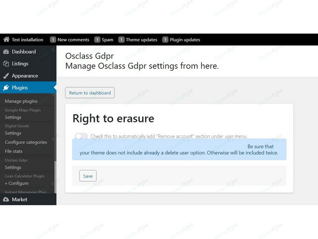 Security & Anti-Spam - GDPR Osclass Plugin