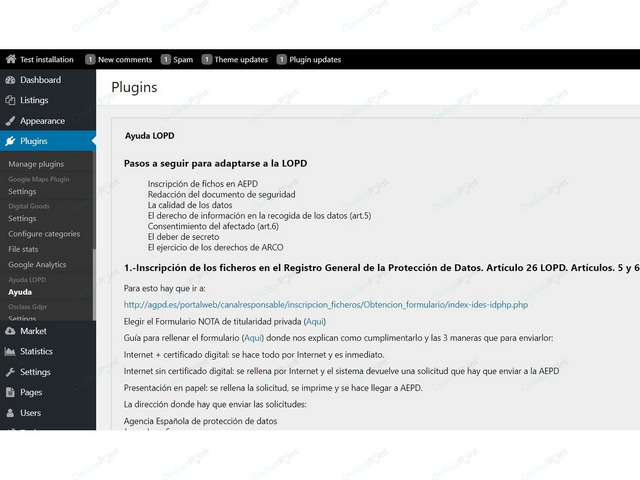 OsclassPoint.com - LOPD Osclass Plugin