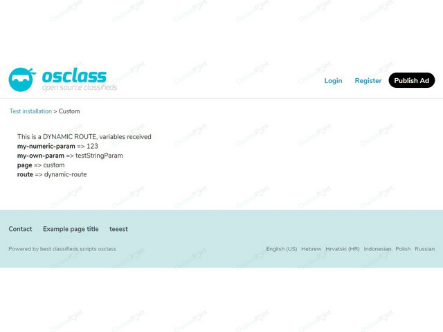 Routes Example Osclass Plugin for Developers - SEO, Speed & Admin - Osclass plugins
