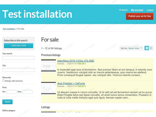 Bender Osclass Theme - Classifieds & Marketplace - Osclass themes