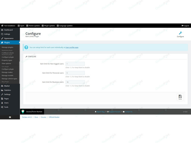 Item Limits Osclass Plugin - Osclass plugins - OsclassPoint.com