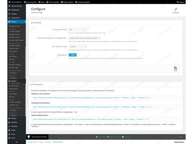 Login & Social - Followers Osclass Plugin