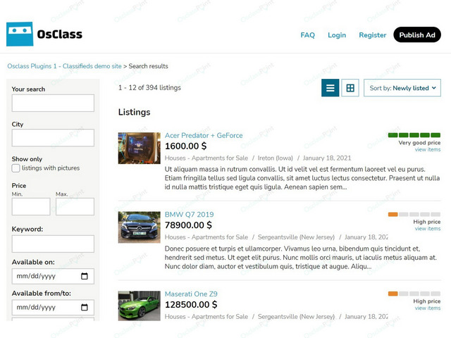 Price Comparison Plugin - Design & Interface - Osclass plugins