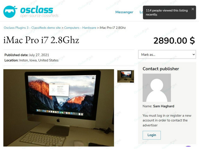 Visitors Checking Item Counter Plugin - Design & Interface - Osclass plugins