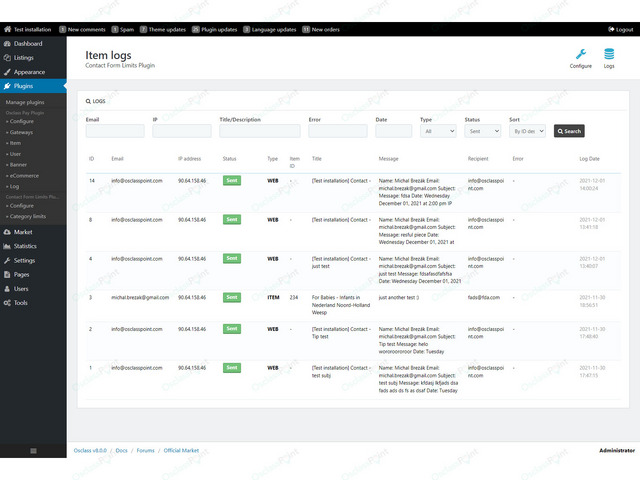 Contact Form Limits Plugin - Osclass plugins - OsclassPoint.com