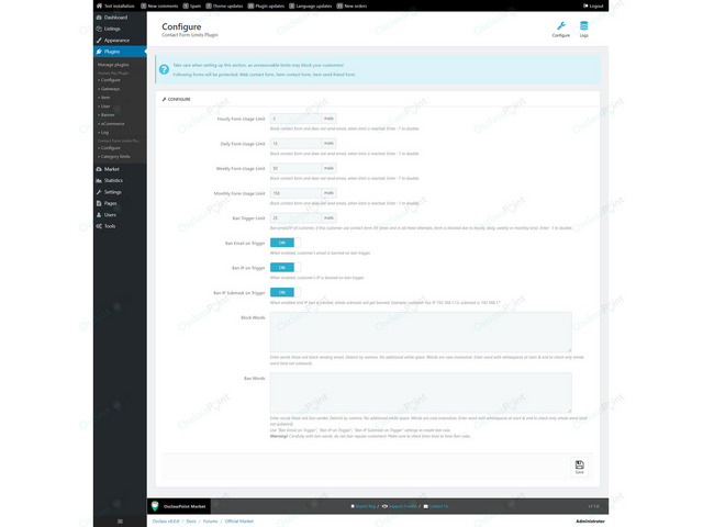 OsclassPoint.com - Contact Form Limits Plugin