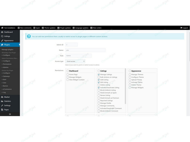 OsclassPoint.com - Admin Permissions Manager Plugin