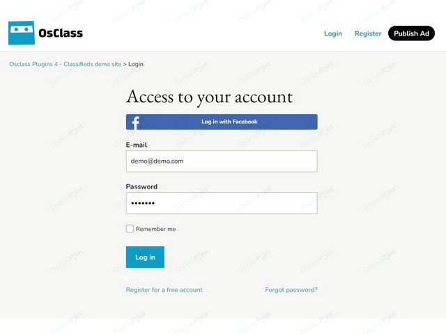 Facebook Instant Login Plugin - Login & Social - Osclass plugins