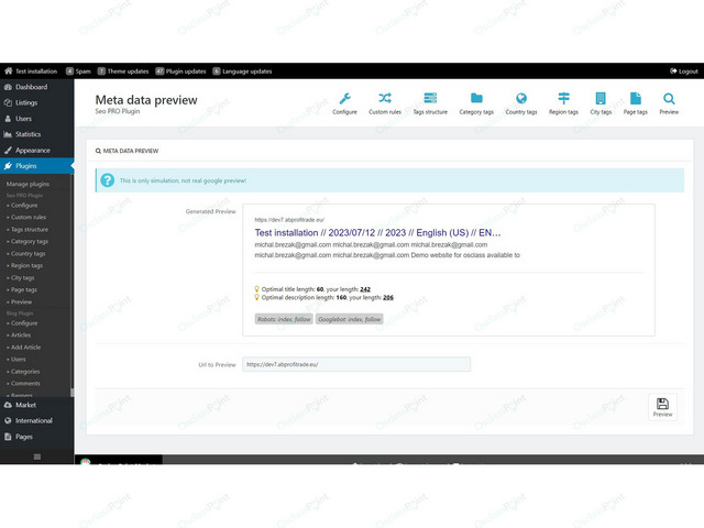 Seo PRO Plugin - Osclass plugins - OsclassPoint.com