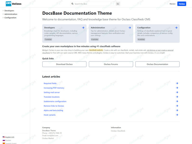 Osclass themes - DocsBase Free Documentation Theme