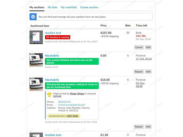 Auctions Osclass Plugin - Osclass plugins - OsclassPoint.com