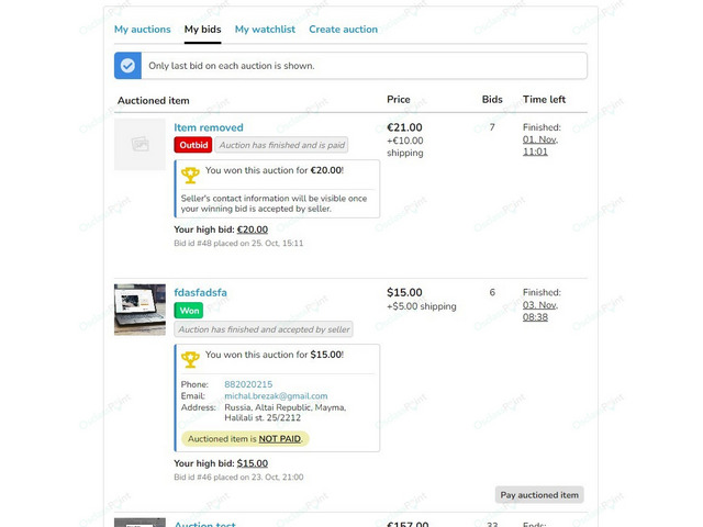 OsclassPoint.com - Auctions Osclass Plugin