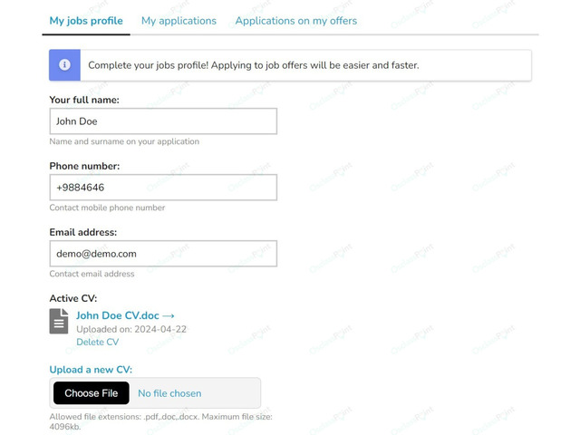 OsclassPoint.com - Job Application Form Plugin