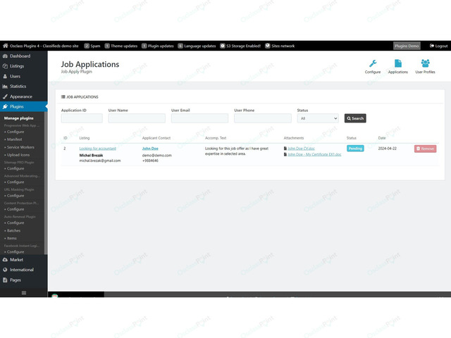 Job Application Form Plugin