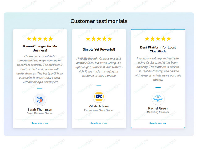 Testimonials Plugin - Reviews & Feedback - Osclass plugins