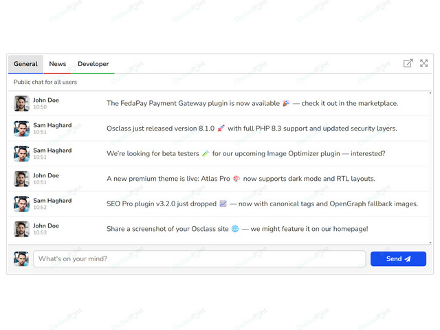 Wall Chat & Microfeed Plugin - Chat & Messaging - Osclass plugins