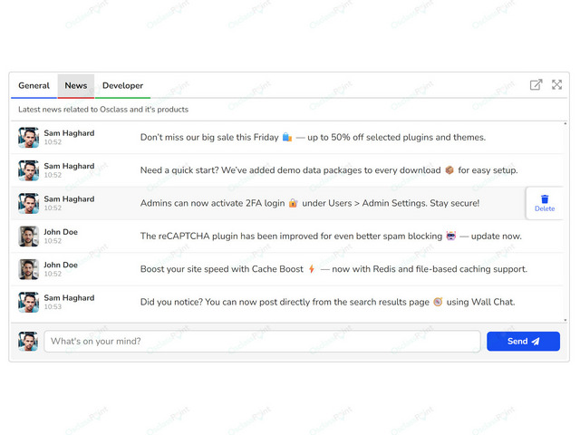 Wall Chat & Microfeed Plugin - Osclass plugins - OsclassPoint.com