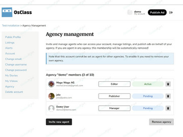 Agency Management Plugin - Login & Social - Osclass plugins