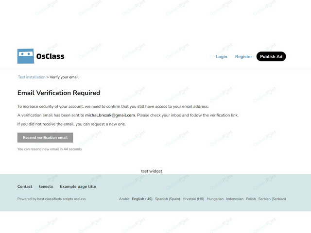 Email Verification Plugin - Security & Anti-Spam - Osclass plugins