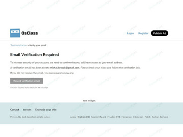 Email Verification Plugin - Security & Anti-Spam - Osclass plugins