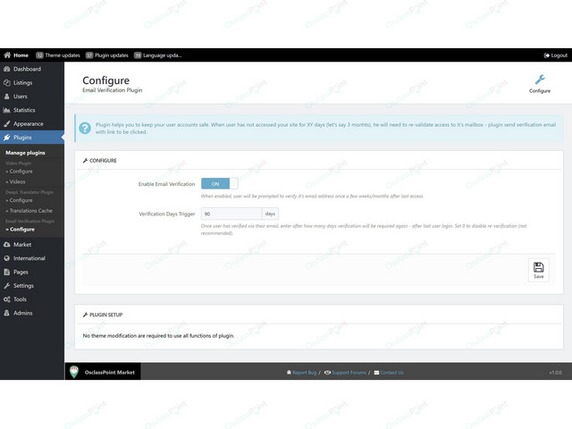 OsclassPoint.com - Email Verification Plugin