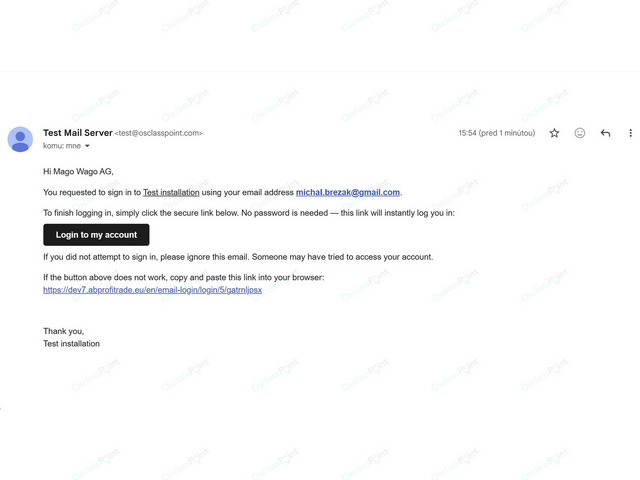 OsclassPoint.com - Email Link Login Plugin