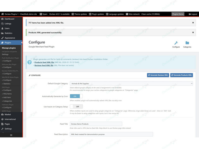 Google Merchant Feed Plugin - Osclass plugins - OsclassPoint.com