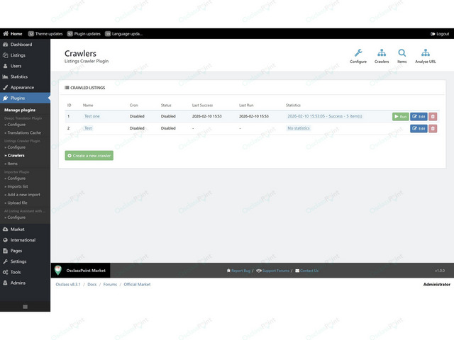 Listings Crawler Plugin - SEO, Speed & Admin - Osclass plugins