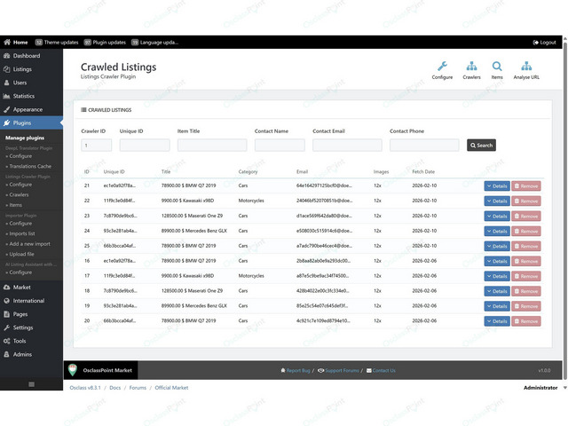 OsclassPoint.com - Listings Crawler Plugin