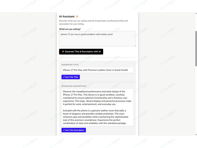 OsclassPoint.com - AI Listing Assistant with ChatGPT