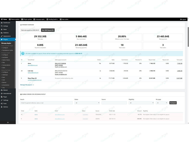 OsclassPoint.com - Payouts Plugin for Osclass Pay eCommerce