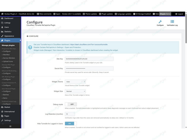 Cloudflare Turnstile reCaptcha Plugin - Osclass plugins - OsclassPoint.com