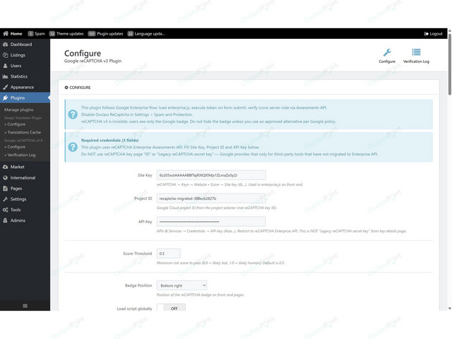 Google reCaptcha Enterprise Plugin - Osclass plugins - OsclassPoint.com