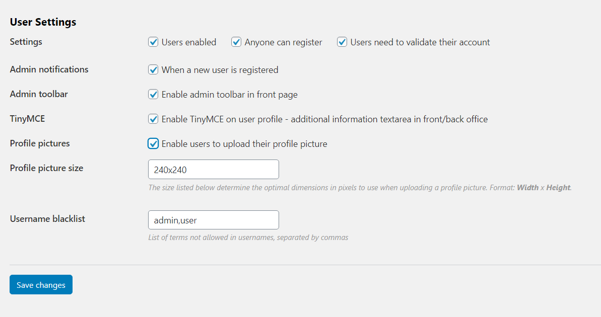 PHP classified script - user avatar settings