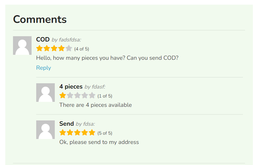 Osclass comment replies