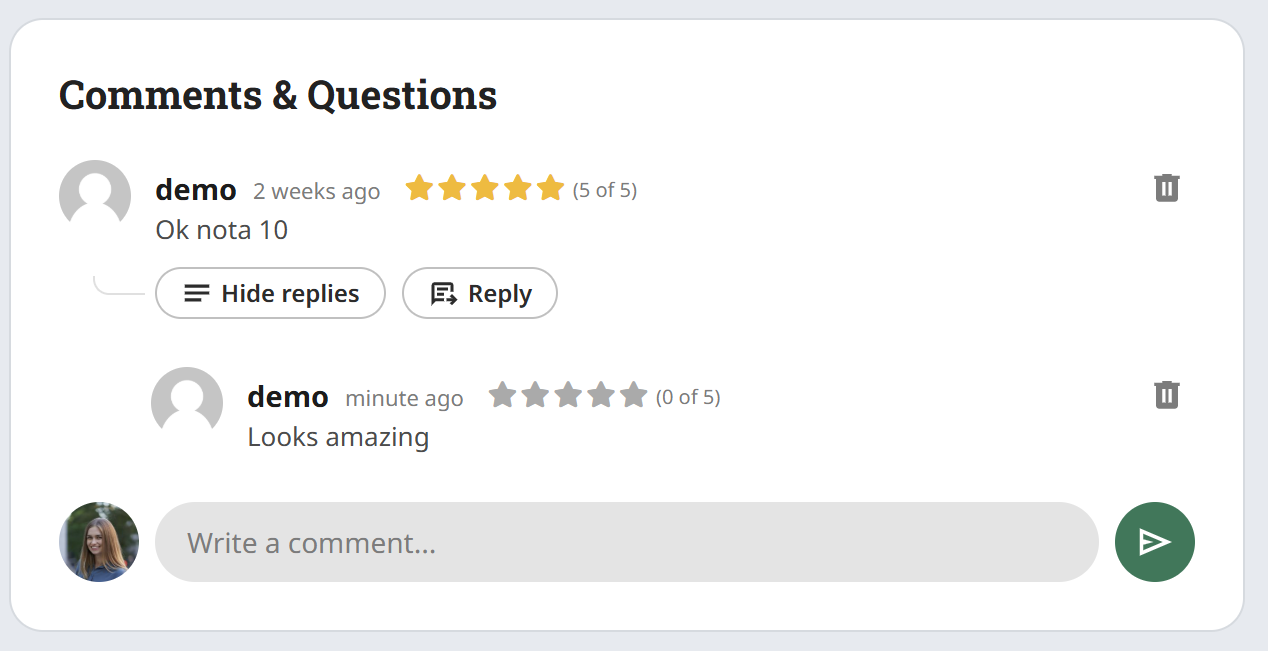 Comments section